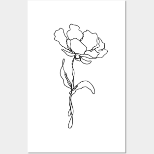 Wildflower Line Art | Floral Botanical Minimalist Lineart Posters and Art